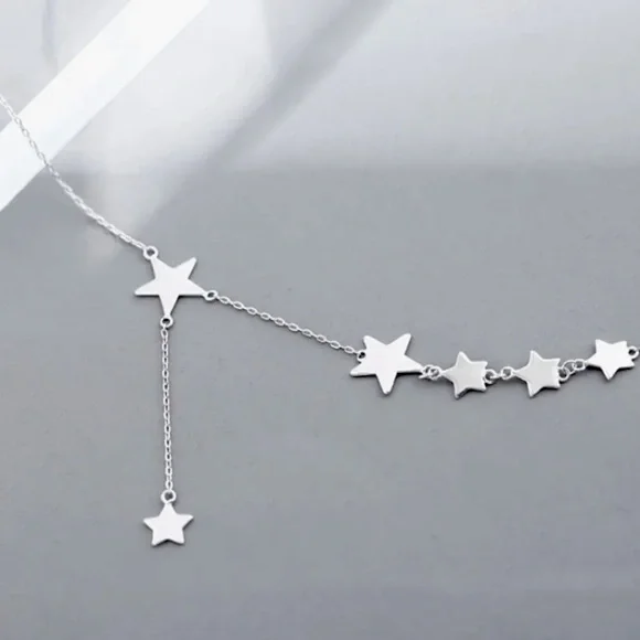 🌟 Silver Star Stars Necklace Choker - Picture 2 of 4